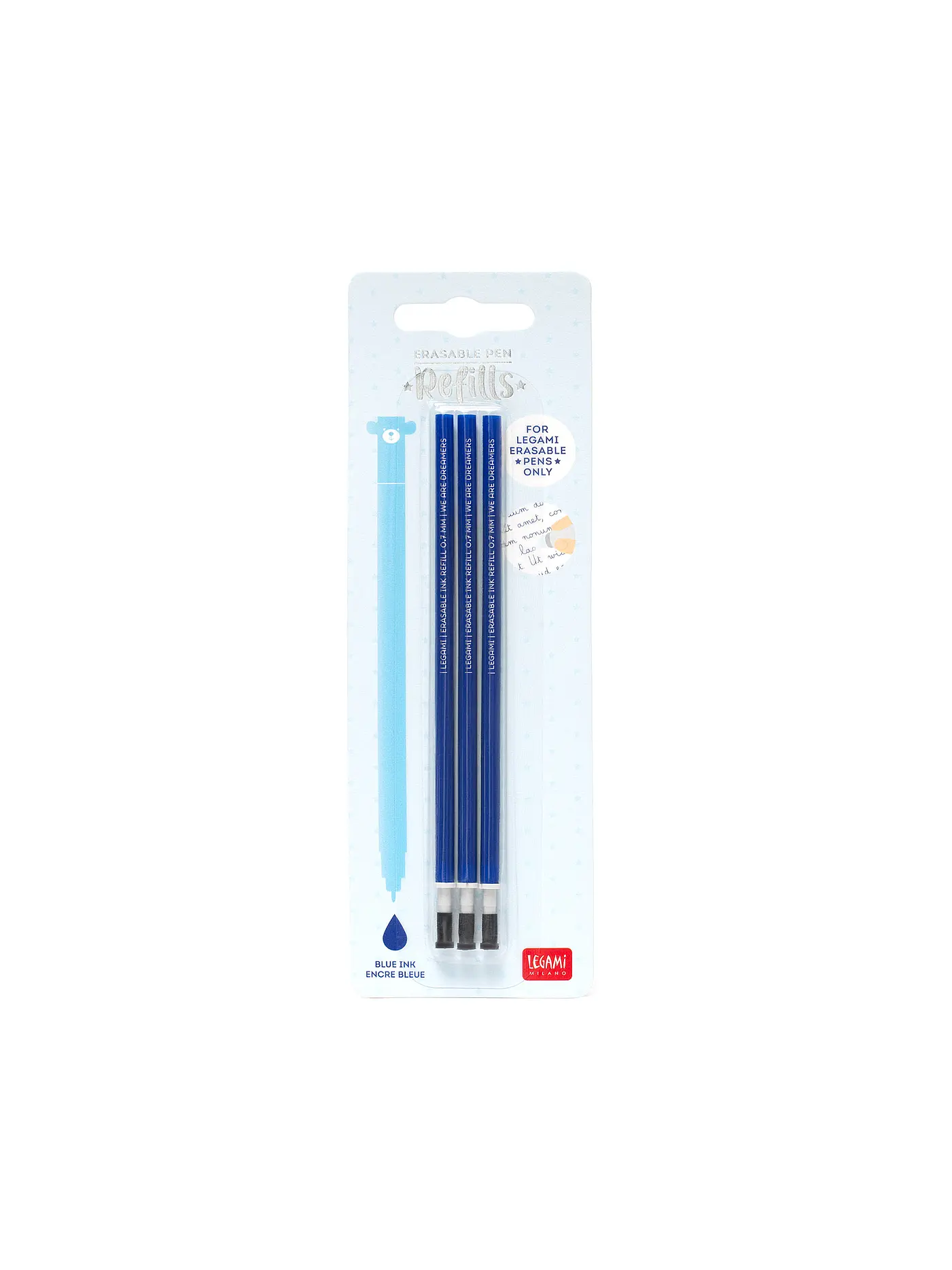 LEGAMI | Nachfüllung für radierbaren Gelstift 3er Pkg. Blue | 